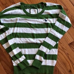 Abercrombie Ladies sweater M Green/white stripe